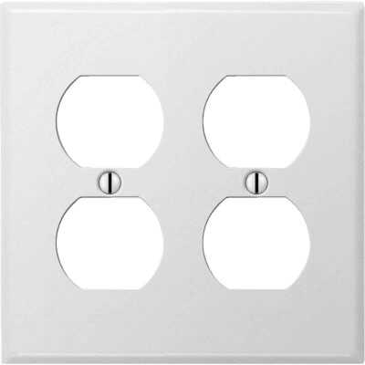 Amerelle PRO 2-Gang Stamped Steel Outlet Wall Plate, Smooth White