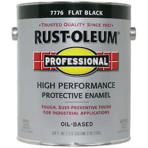 Rust-Oleum Professional Oil Based Flat Protective Rust Control Enamel, Black, 1 Gal.