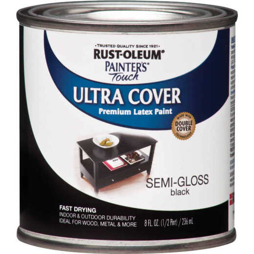 Rust-Oleum Painter's Touch 2X Ultra Cover Premium Latex Paint, Black, 1/2 Pt.