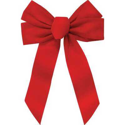 Holiday Trims 5-Loop 11 In. W. x 16 In. L. Red Velvet Christmas Bow